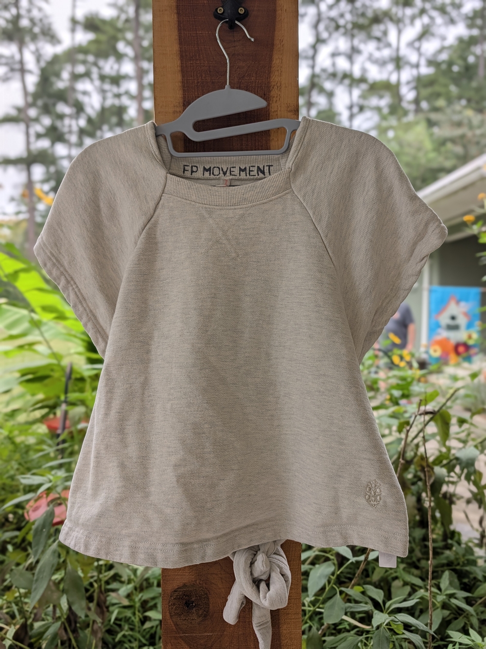 FP Movement by Free People Beige Crop Tie-Hem Tee